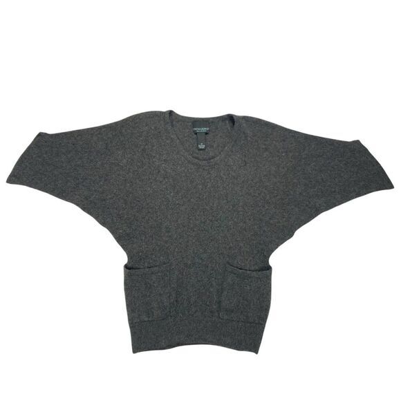 Cynthia Rowley 100% Cashmere Sweater Womens Medium Soft Gray 1/2 Sleeve Pockets - Picture 2 of 13